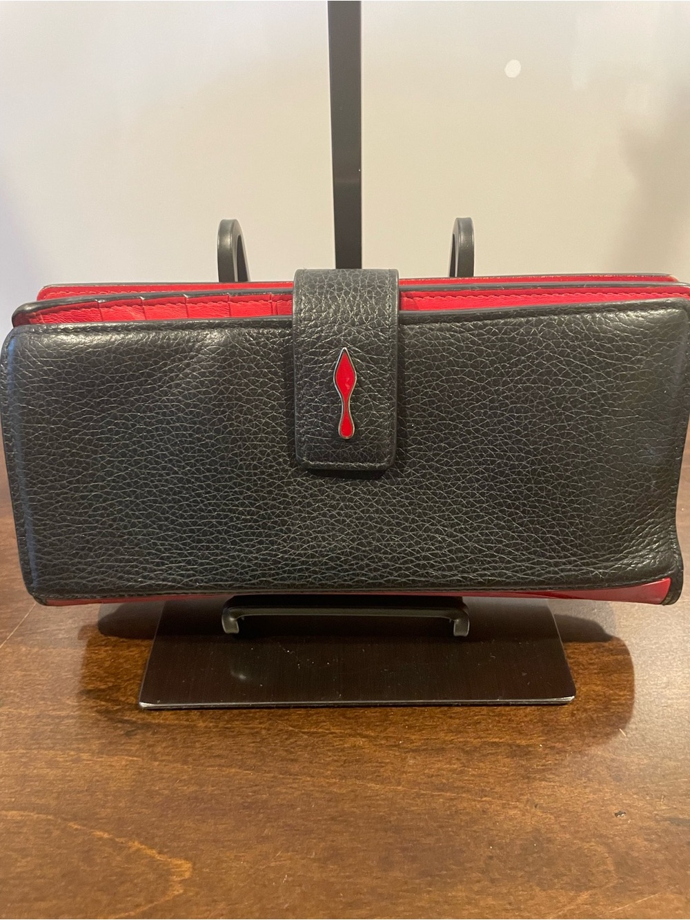 Christian Louboutin Black & Red Leather Wallet with Red Accent